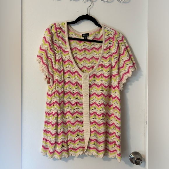 Torrid NWOT Pointelle Knit Crochet Pullover Flutter Sleeve Sweater Plus Size 2 - Picture 6 of 11